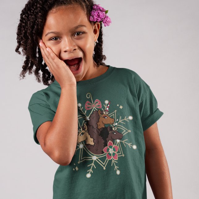 Afro Unicorn Festlicher Urlaub Magisch T-Shirt (Von Creator hochgeladen)