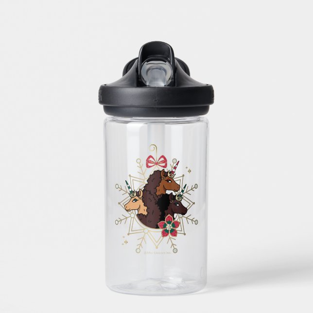 Afro Unicorn Festlicher Urlaub Magisch Trinkflasche (Vorne)