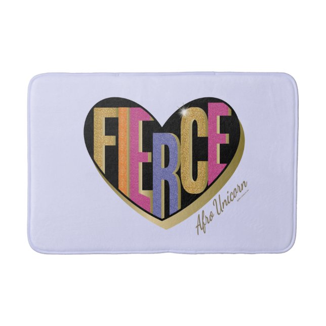 Afro Unicorn Fierce Herzdesign Badematte (Vorderseite)