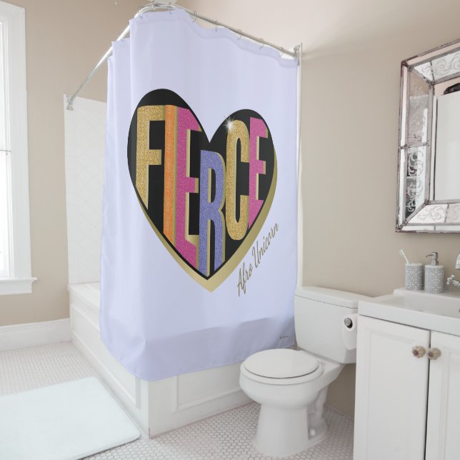 Afro Unicorn Fierce Herzdesign Duschvorhang (Beispiel)