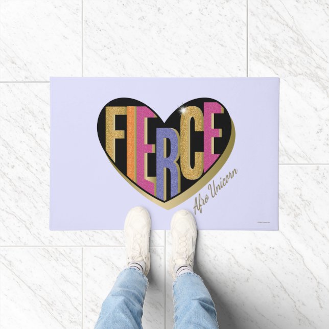 Afro Unicorn Fierce Herzdesign Fußmatte (Indoor)