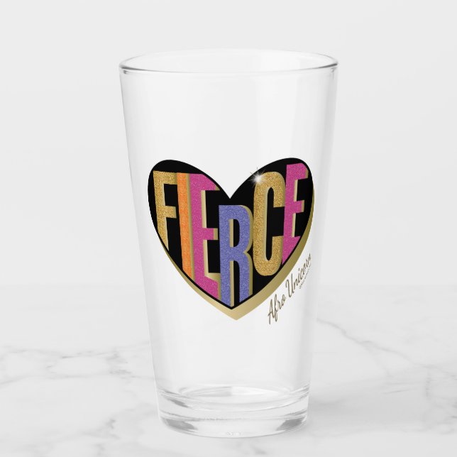 Afro Unicorn Fierce Herzdesign Glas (Vorderseite)