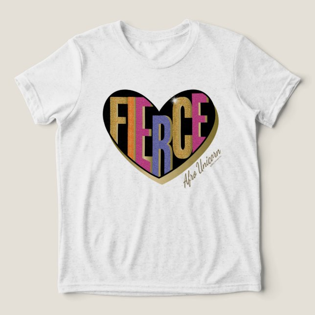 Afro Unicorn Fierce Herzdesign Tri-Blend Shirt (Design Vorderseite)