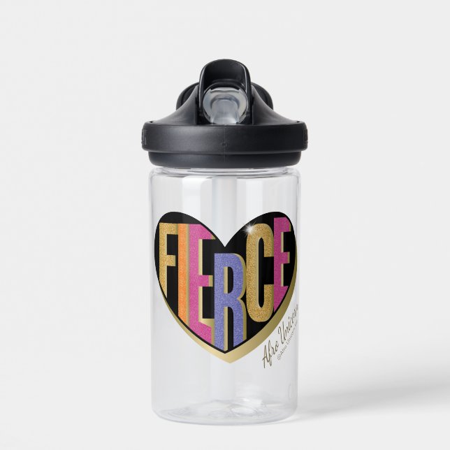 Afro Unicorn Fierce Herzdesign Trinkflasche (Vorne)
