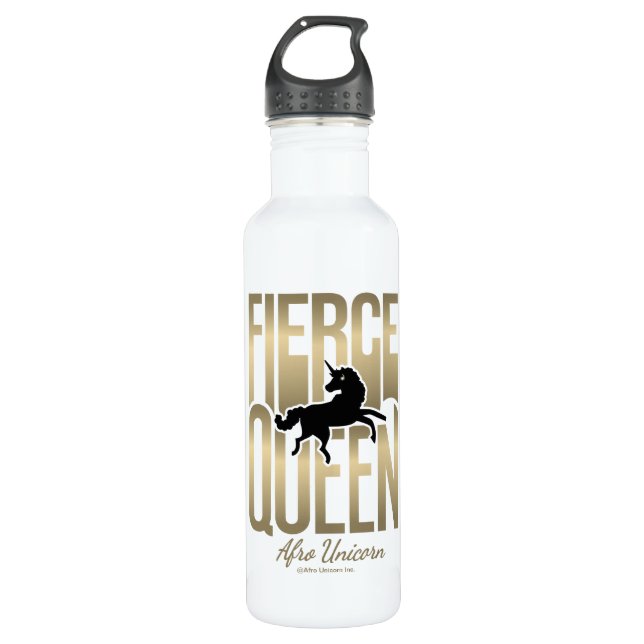 Afro Unicorn Fierce Queen Edelstahlflasche (Vorderseite)