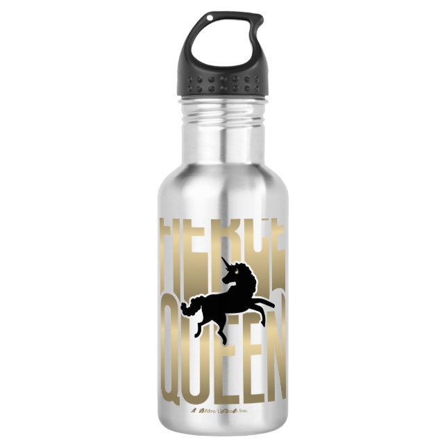 Afro Unicorn Fierce Queen Edelstahlflasche (Vorderseite)