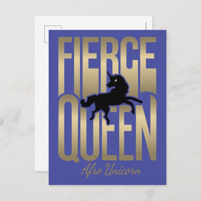 Afro Unicorn Fierce Queen Postkarte (Vorne/Hinten)