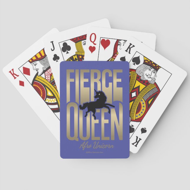 Afro Unicorn Fierce Queen Spielkarten (Rückseite)