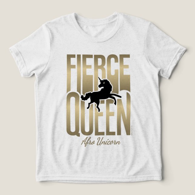 Afro Unicorn Fierce Queen Tri-Blend Shirt (Design Vorderseite)