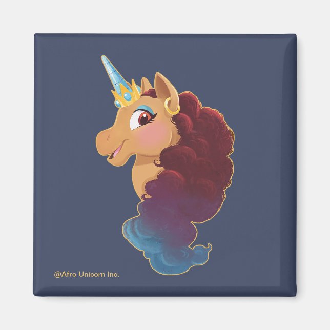 Afro Unicorn | Göttlich das Einhorn Magnet (Vorne)