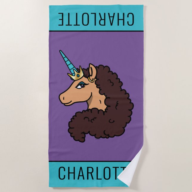 Afro Unicorn | Göttlich Strandtuch (Vorderseite)