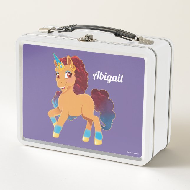 Afro Unicorn | göttliche Prancing Metall Brotdose (Vorderseite)