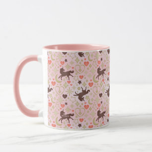 Afro Unicorn Herz & Star Pink Muster Tasse