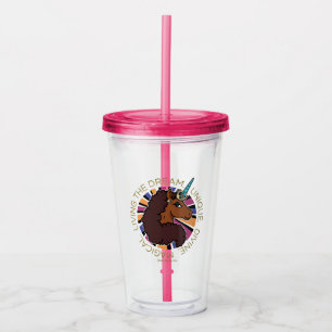 Afro Unicorn Living the Dream Design Acryltrinkbecher