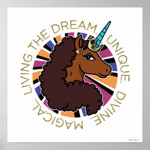 Afro Unicorn Living the Dream Design Poster