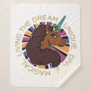 Afro Unicorn Living the Dream Design Sherpadecke