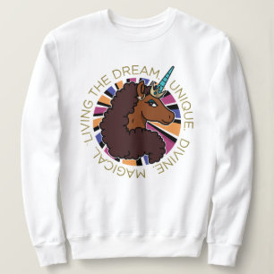 Afro Unicorn Living the Dream Design Sweatshirt