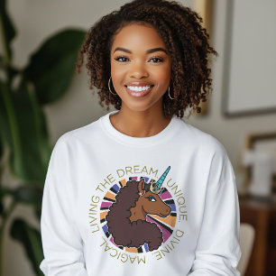Afro Unicorn Living the Dream Design T-Shirt