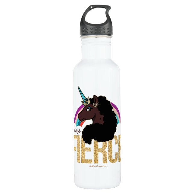 Afro Unicorn | Magical - Always Fierce Edelstahlflasche (Vorderseite)