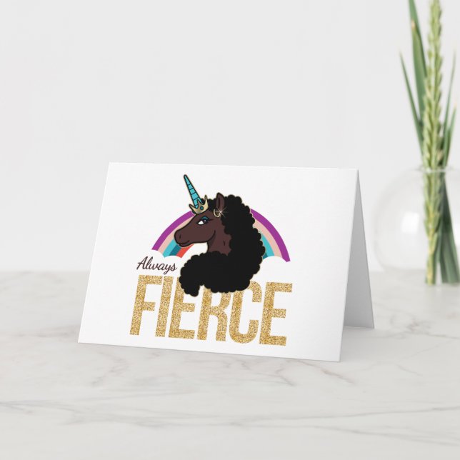 Afro Unicorn | Magical - Always Fierce Karte (Vorderseite)