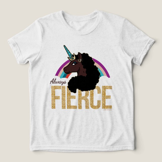 Afro Unicorn | Magical - Always Fierce Tri-Blend Shirt (Design Vorderseite)