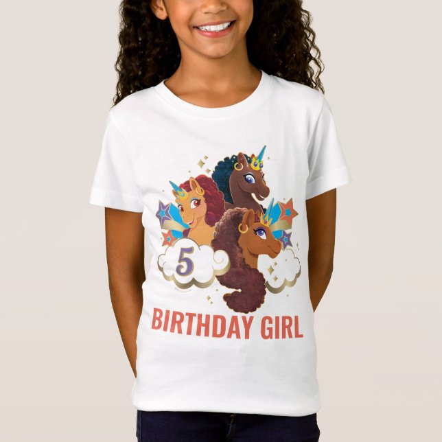 Afro Unicorn | Magical Birthday Girl T-Shirt (Vorderseite)