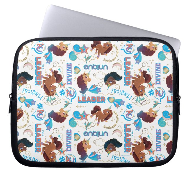 Afro Unicorn Magical Empowerment Muster Laptopschutzhülle (Vorderseite)
