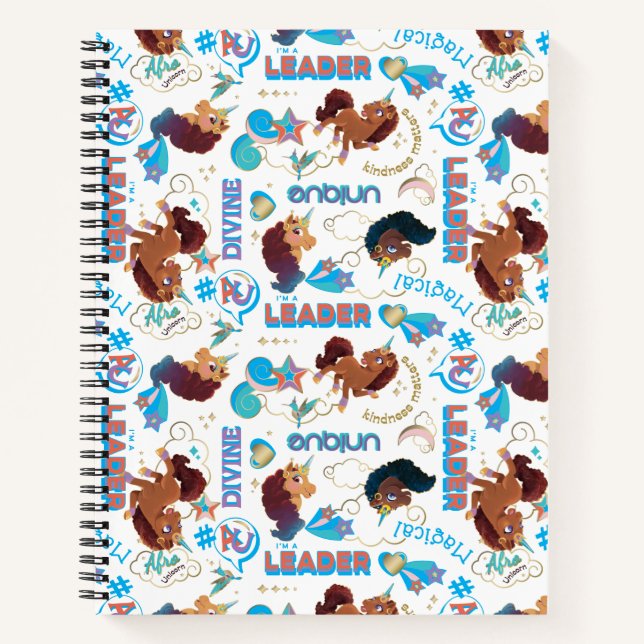 Afro Unicorn Magical Empowerment Muster Notizbuch (Vorderseite)