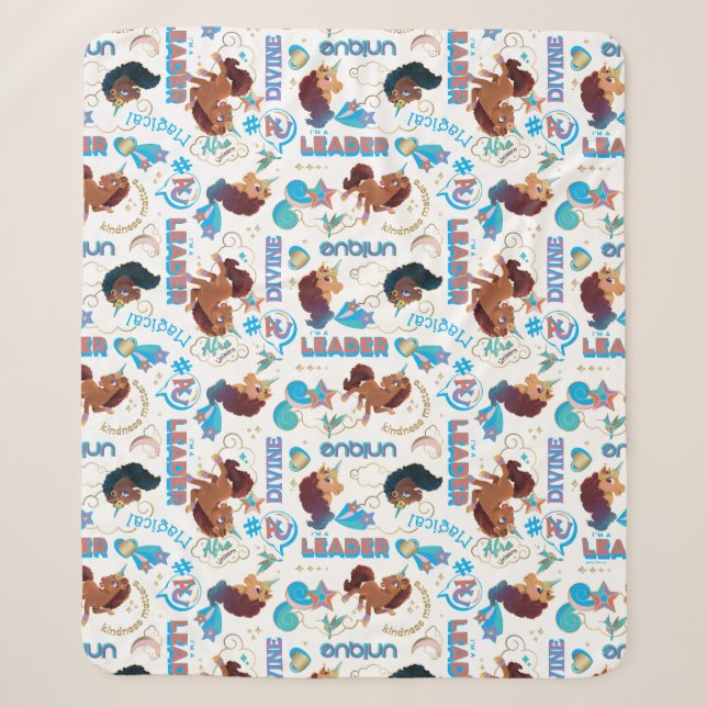 Afro Unicorn Magical Empowerment Muster Sherpadecke (Vorderseite)