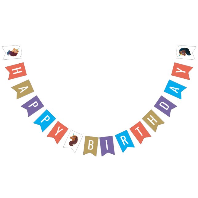 Afro Unicorn | Magical Happy Birthday Wimpelkette (Alle)
