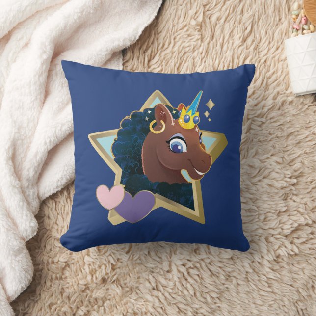 Afro Unicorn Magical Star Kissen (Decke)