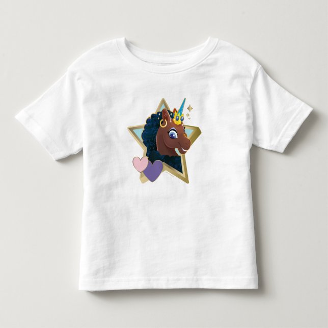 Afro Unicorn Magical Star Kleinkind T-shirt (Vorderseite)