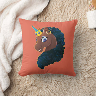 Afro Unicorn magisch Kissen