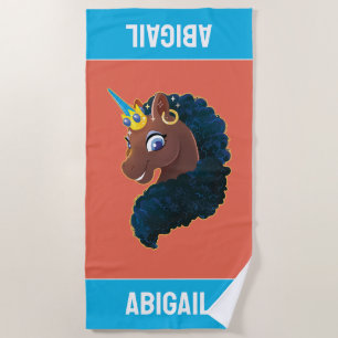 Afro Unicorn magisch Strandtuch