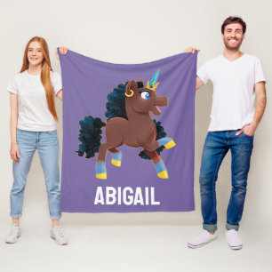 Afro Unicorn Magisches Prancing Fleecedecke