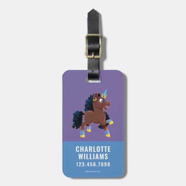 Afro Unicorn | Magisches Prancing Gepäckanhänger (Vorderseite vertikal)