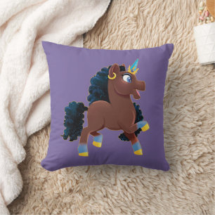 Afro Unicorn Magisches Prancing Kissen