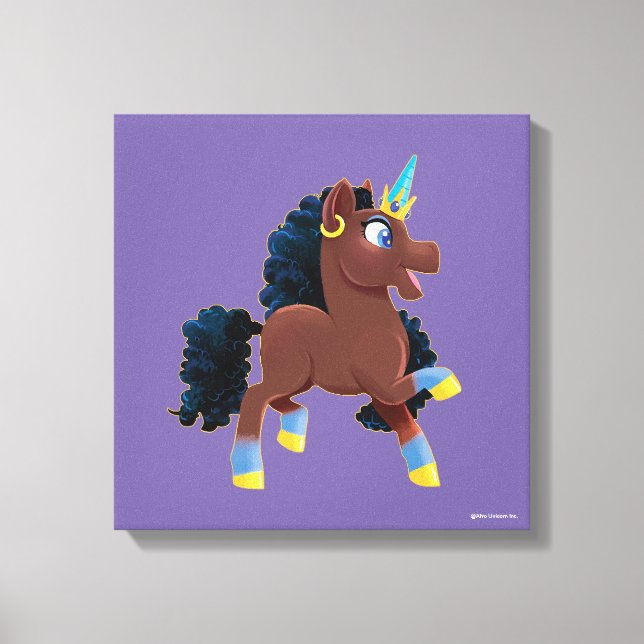 Afro Unicorn | Magisches Prancing Leinwanddruck (Vorderseite)