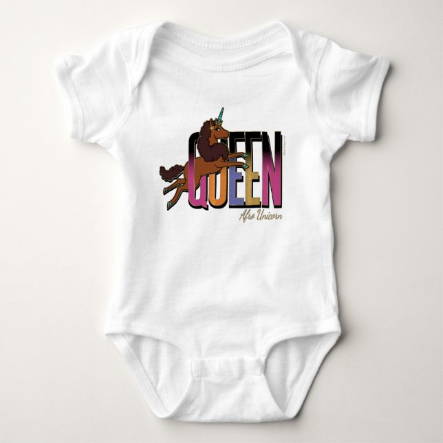 Afro Unicorn Queen Design Baby Strampler (Vorderseite)