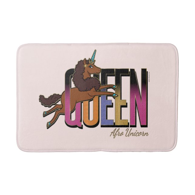 Afro Unicorn Queen Design Badematte (Vorderseite)