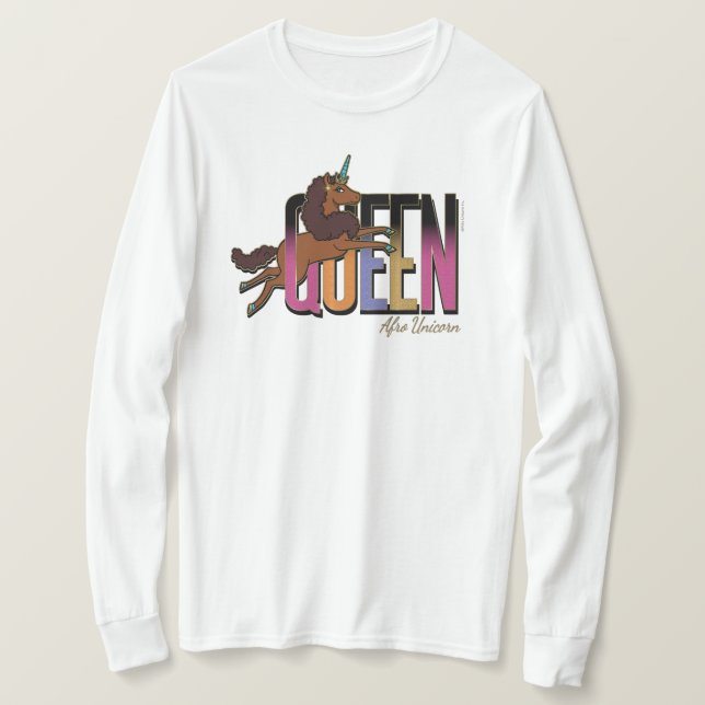 Afro Unicorn Queen Design T-Shirt (Design vorne)