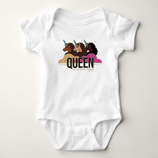 Afro Unicorn Queen Trio Design Baby Strampler (Vorderseite)