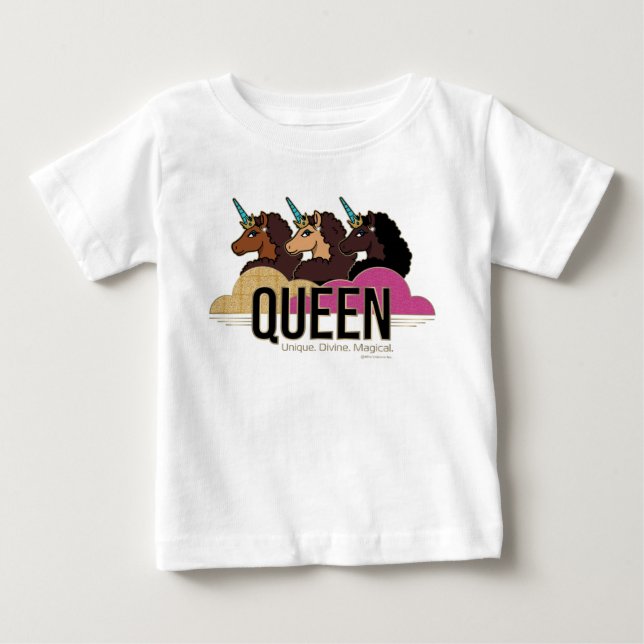 Afro Unicorn Queen Trio Design Baby T-shirt (Vorderseite)