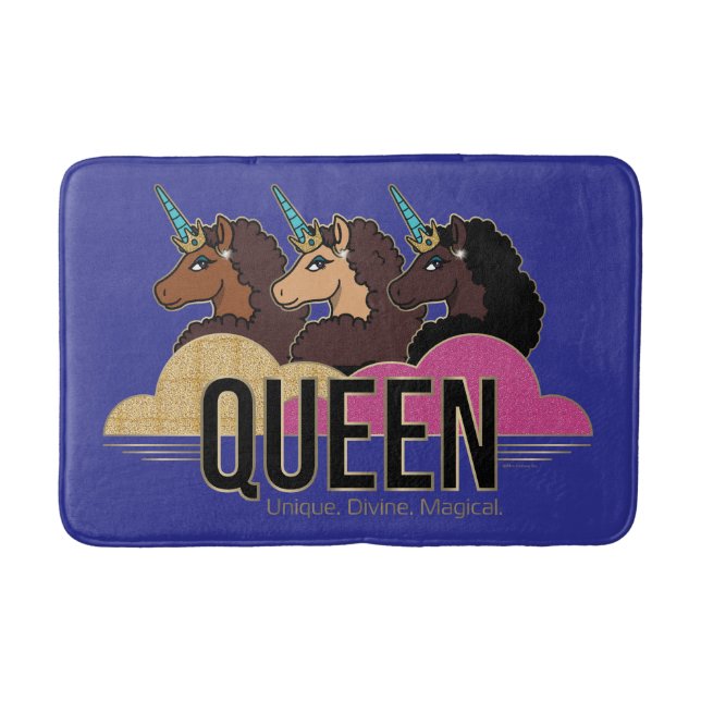 Afro Unicorn Queen Trio Design Badematte (Vorderseite)