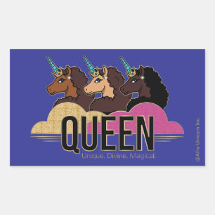Afro Unicorn Queen Trio Design Rechteckiger Aufkleber