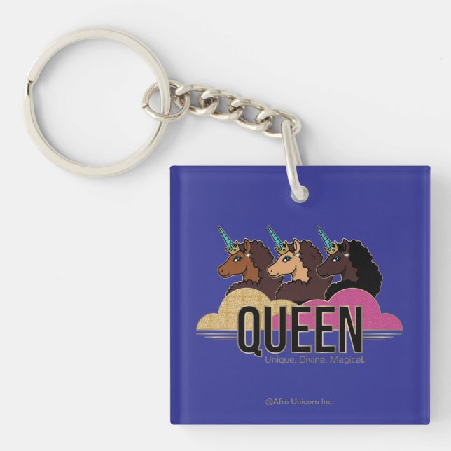 Afro Unicorn Queen Trio Design Schlüsselanhänger (Vorderseite)