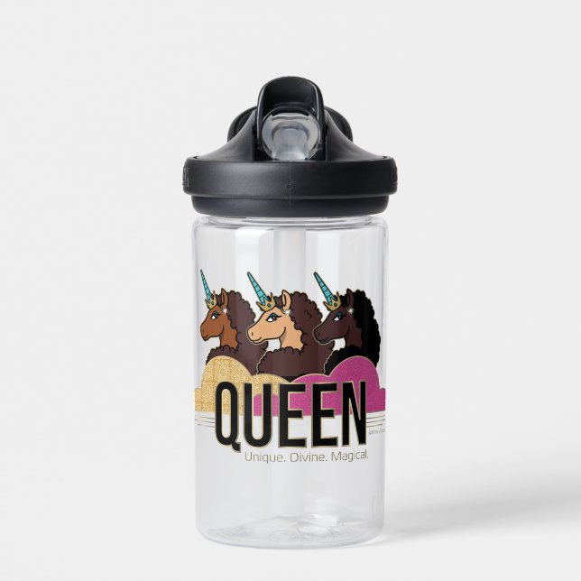 Afro Unicorn Queen Trio Design Trinkflasche (Vorne)