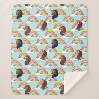 Afro Unicorn Rainbow and Hearts Muster Sherpadecke