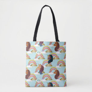 Afro Unicorn Rainbow and Hearts Muster Tasche