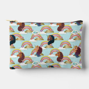 Afro Unicorn Rainbow and Hearts Muster Zubehörtasche